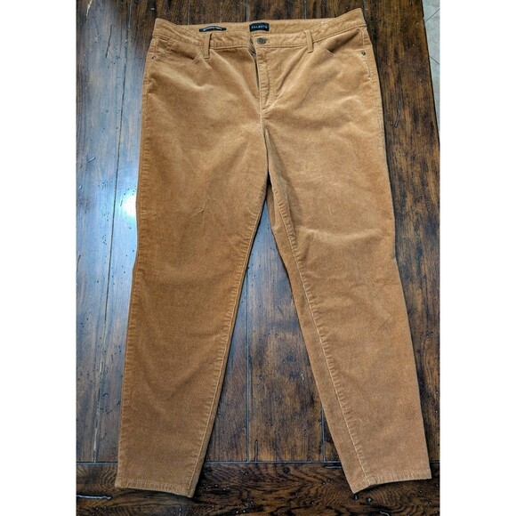 Talbots Corduroy Jeggings Camel Brown Skinny Pant Neutral Trousers Dark Academia - Picture 2 of 11